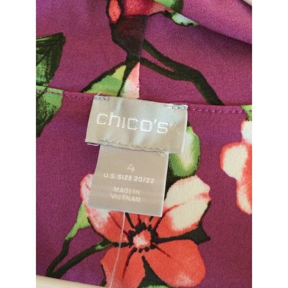 Chico’s Purple Floral Maxi Dress Summer Sleeveless Size 22 V-Neck Long Knit NEW - Picture 9 of 10